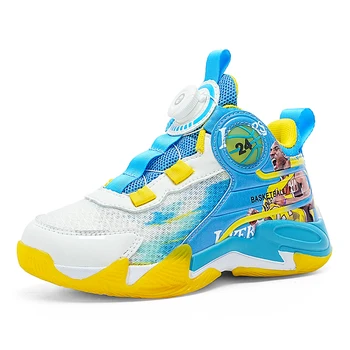 Синие баскетбольные кроссовки для мальчиков Kobe, новая детская спортивная обувь с сетчатой поверхностью, дышащая весенне-осенняя обувь для мальчиков Cuhk children
