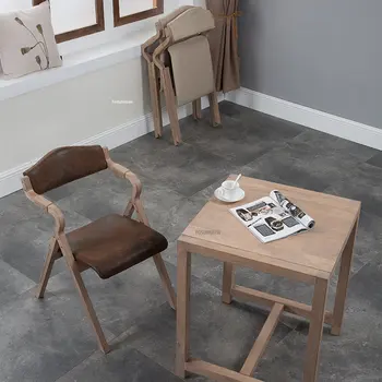 Скандинавская мебель, Обеденные стулья из массива дерева, Кухонная мебель, Простой обеденный стул с откидной спинкой в стиле ретро, кресло для отдыха D