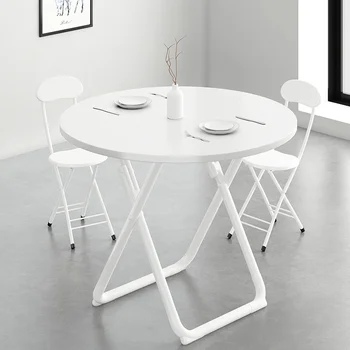 Складной круглый стол обеденный стол домашний небольшой квартирный современный простой повседневный круглый стол ресторанный комбинированный стол и стул