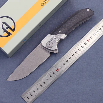 Складной нож Maxace Goliath2.0 CF с Дамасской ручкой, лезвие S90V, Военный Тактический Мультитул для самообороны, Ножи для выживания в подарок