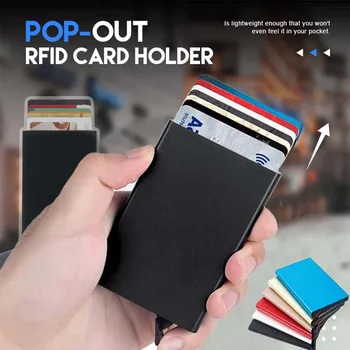 Смарт-кошелек с защитой от RFID, держатель для кредитных карт, металлический тонкий Мужской алюминиевый кошелек с защитой от блокировки, маленький футляр для банковских карт