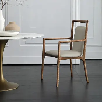 Современные обеденные стулья из массива дерева для кухонной мебели, легкое роскошное кресло со спинкой, Минималистичный дизайнерский обеденный стул для отдыха