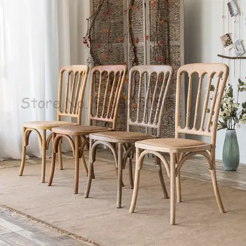 Современный обеденный стул, мебель в стиле Кантри, ретро, Креативная дизайнерская спинка, массив дерева, Высококлассные Простые Кухонные Обеденные стулья