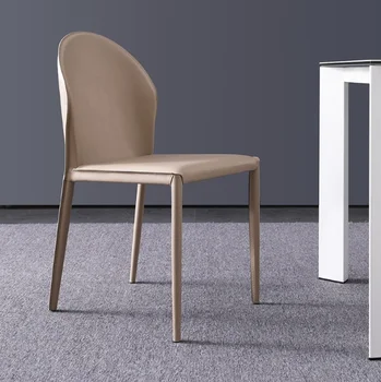 Спинка стула для обеденного стола в итальянском стиле Cream, минималистичное дизайнерское маленькое домашнее кожаное кресло-седло