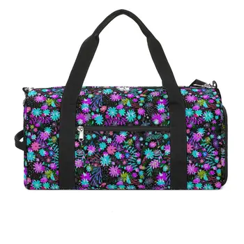 Спортивные сумки с цветочным принтом Ditsy, большая спортивная сумка с красочным цветком, уличная мужская Женская сумка на заказ, тренировочная сумка для фитнеса в стиле ретро