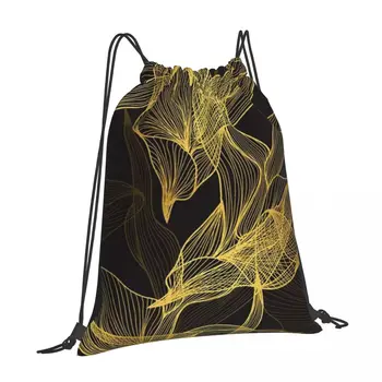 Сумка для кемпинга с черным золотом на открытом воздухе, модный повседневный мужской и женский рюкзак на шнурке, велосипедная сумка