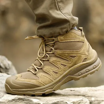 Тактические боевые ботинки Army Fans, мужские тренировочные армейские ботинки с высоким берцем, уличная нескользящая износостойкая походная обувь