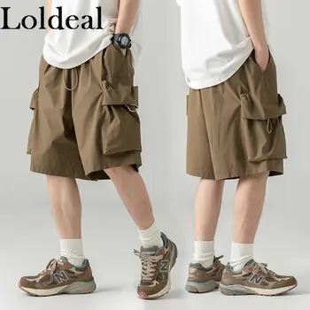 Тонкие шорты большого размера, мужские свободные шорты-карго до колена, уличная одежда в стиле хип-хоп, короткие брюки