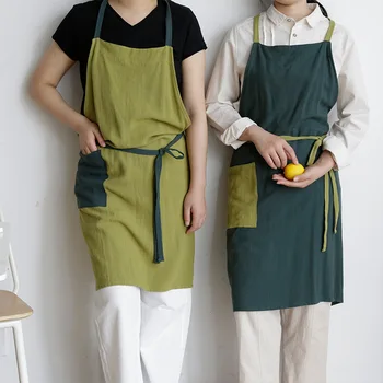 Фартук шеф-повара из корейского хлопка и конопли, летняя рабочая одежда, можно вытирать руки о халаты, полотенце для шеи, фартук для приготовления пищи на кухне