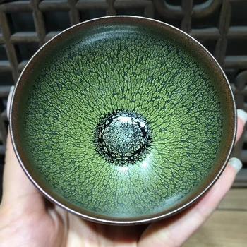 Чайная чаша в стиле китайской династии Сун, фарфор Fujian Ware с зеленой глазурью, Чаша A Jian Ware, Керамическая чашка ручной работы /ЦЗЯНЧЖАНЬ
